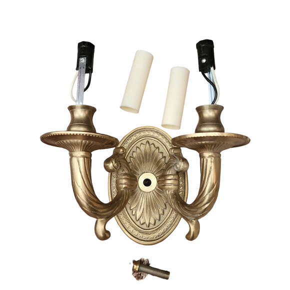 Late 20th Century Cast Brass Two Arm Sconces - a Pair - Picture 2 of 6